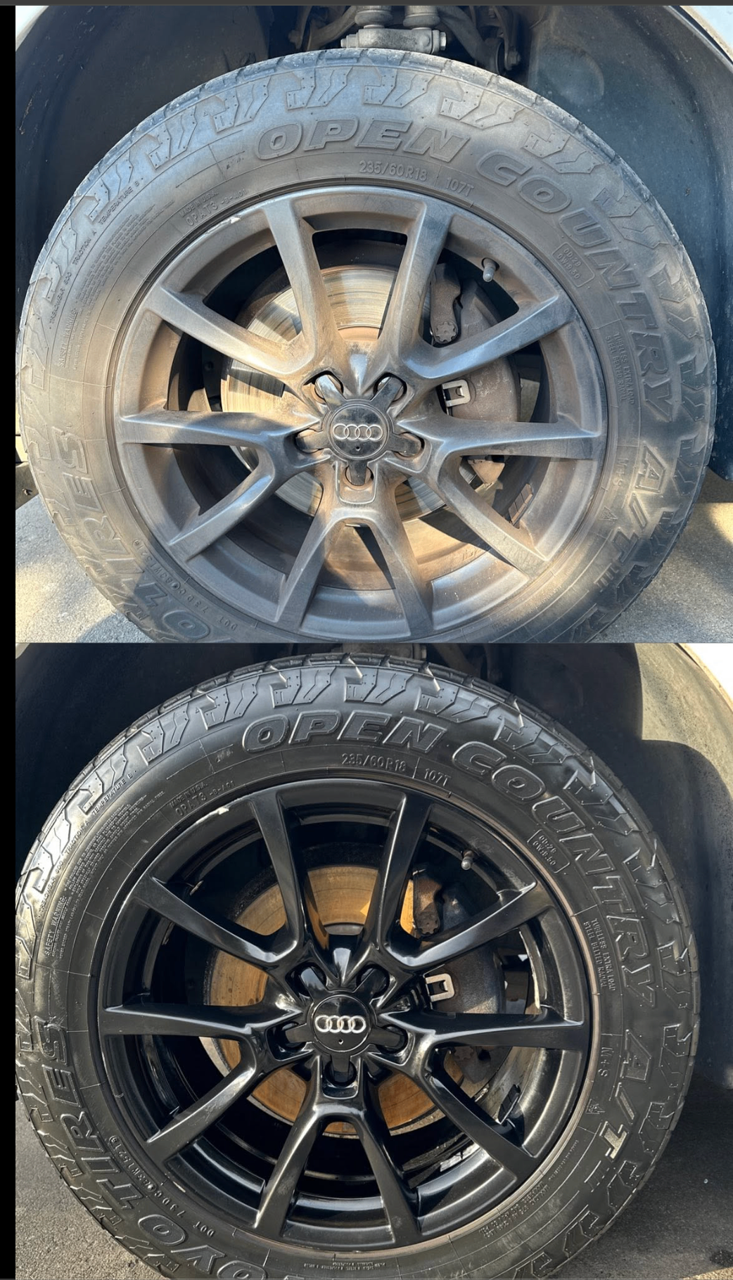 Wheel detail before and after result