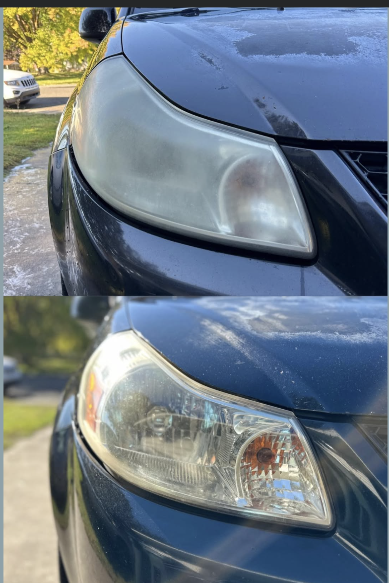 Headlight restoration before and after result